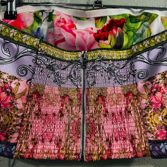 New Alice + Olivia Cerise Smocked Back Floral Bandeau Top Size 10 - Picture 7 of 13